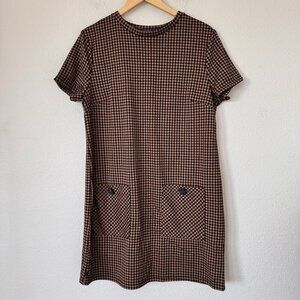 Brown Houndstooth Dress Womens Dress Size 10 Womens Dress Ladies Primark Brown